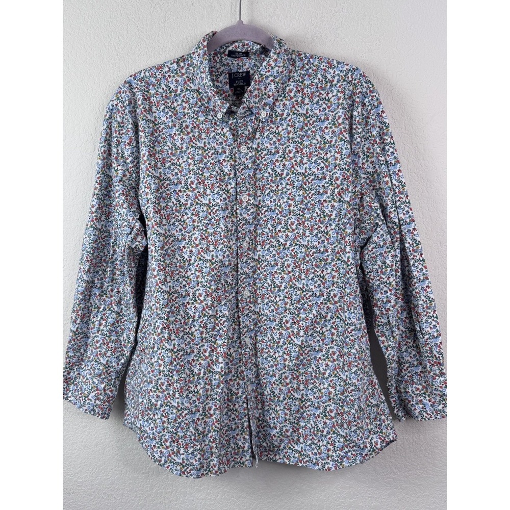 J.Crew Flex Washed Floral Button Down Shirt Men's XL Slim Untucked Coastal Beach